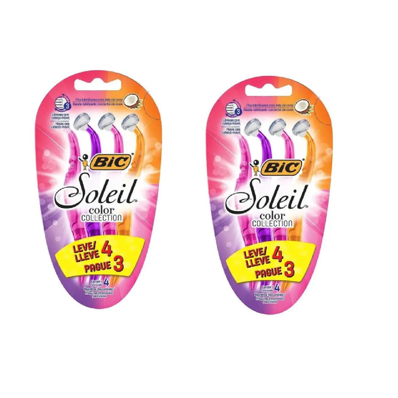 Kit 02 Aparelho de Depilar Bic Soleil 4un - Bic