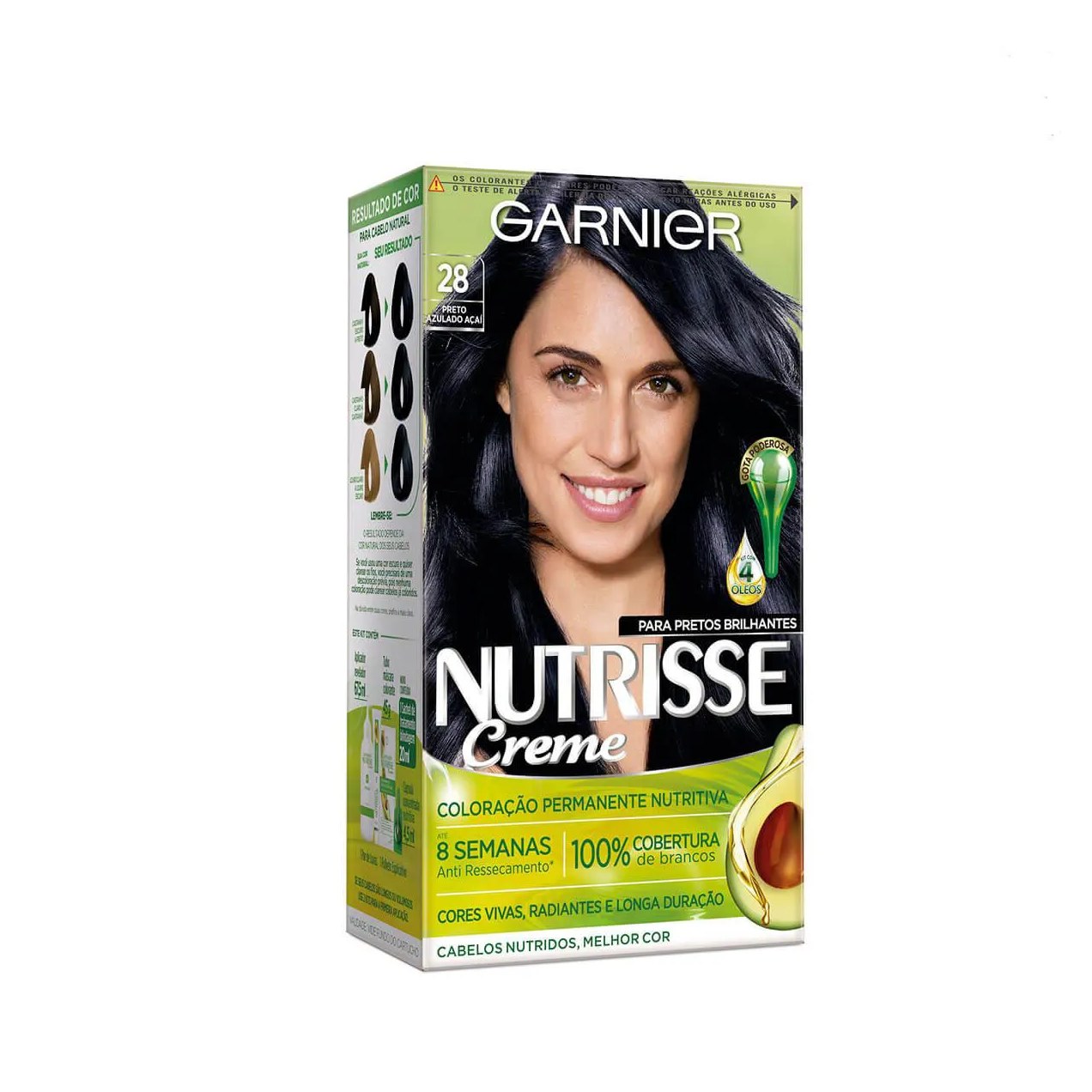 Tinta de Cabelo Permanente Nutrisse Creme - 28 Preto Azulado Açaí