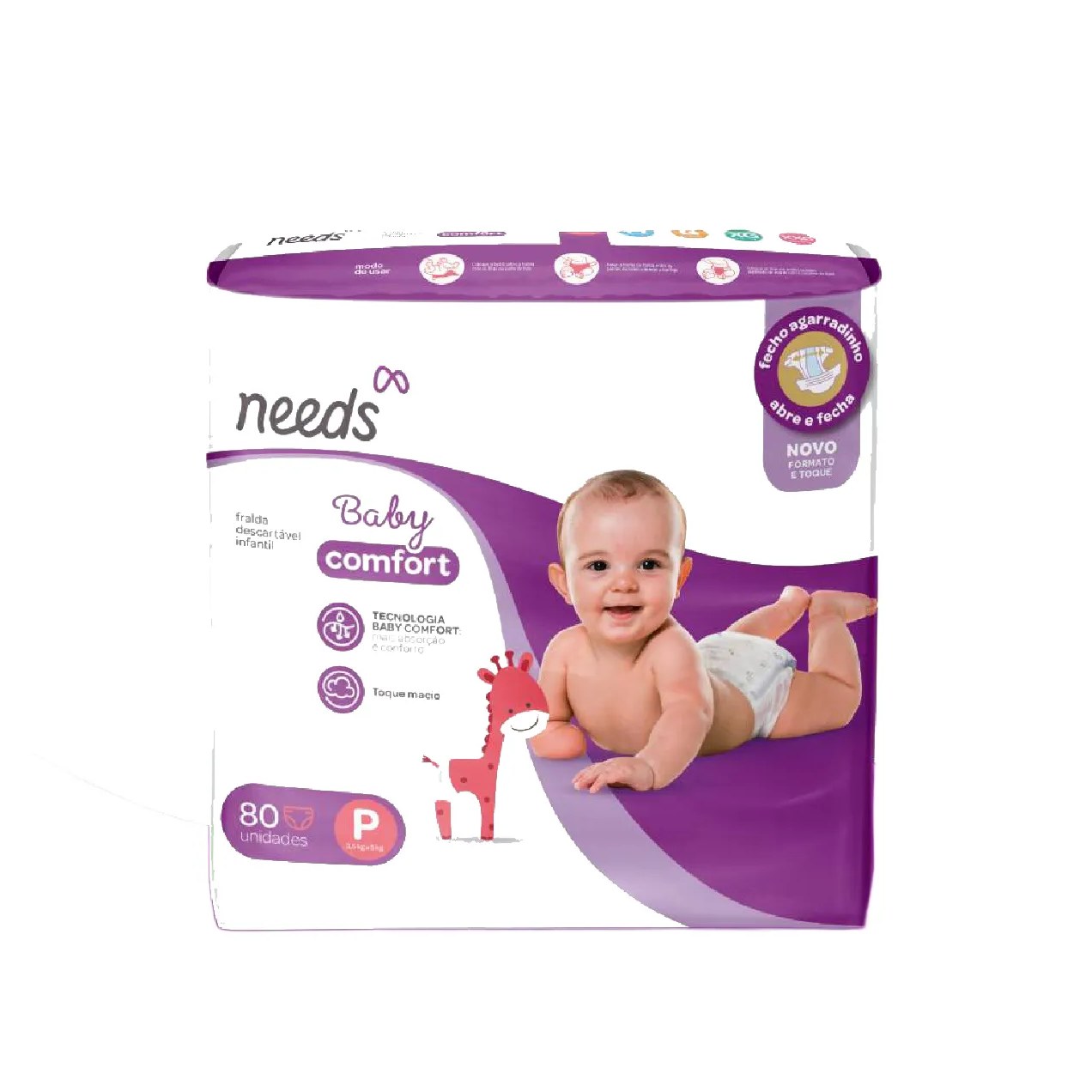 Fralda Needs Baby Comfort P 80 Unidades