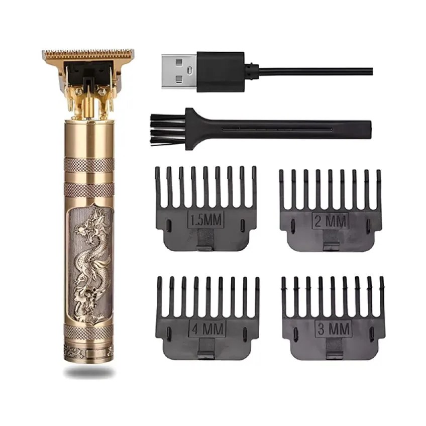 Barbeador Profissional Dragão Dourado 4 Pentes Ajustáveis