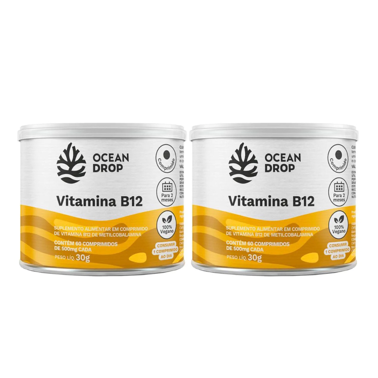 2x Vitamina B12 9,64mg Ocean Drop 60 Tabletes sem Sabor