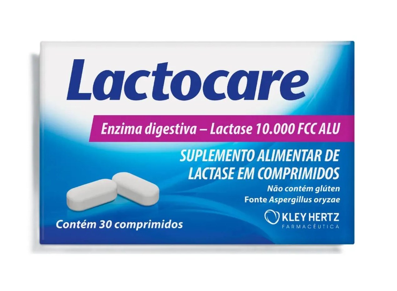 Lactocare Enzima Digestiva Suplemento de Lactase 30 comprimidos 10.000 Fcc Alu - Kley Hertz