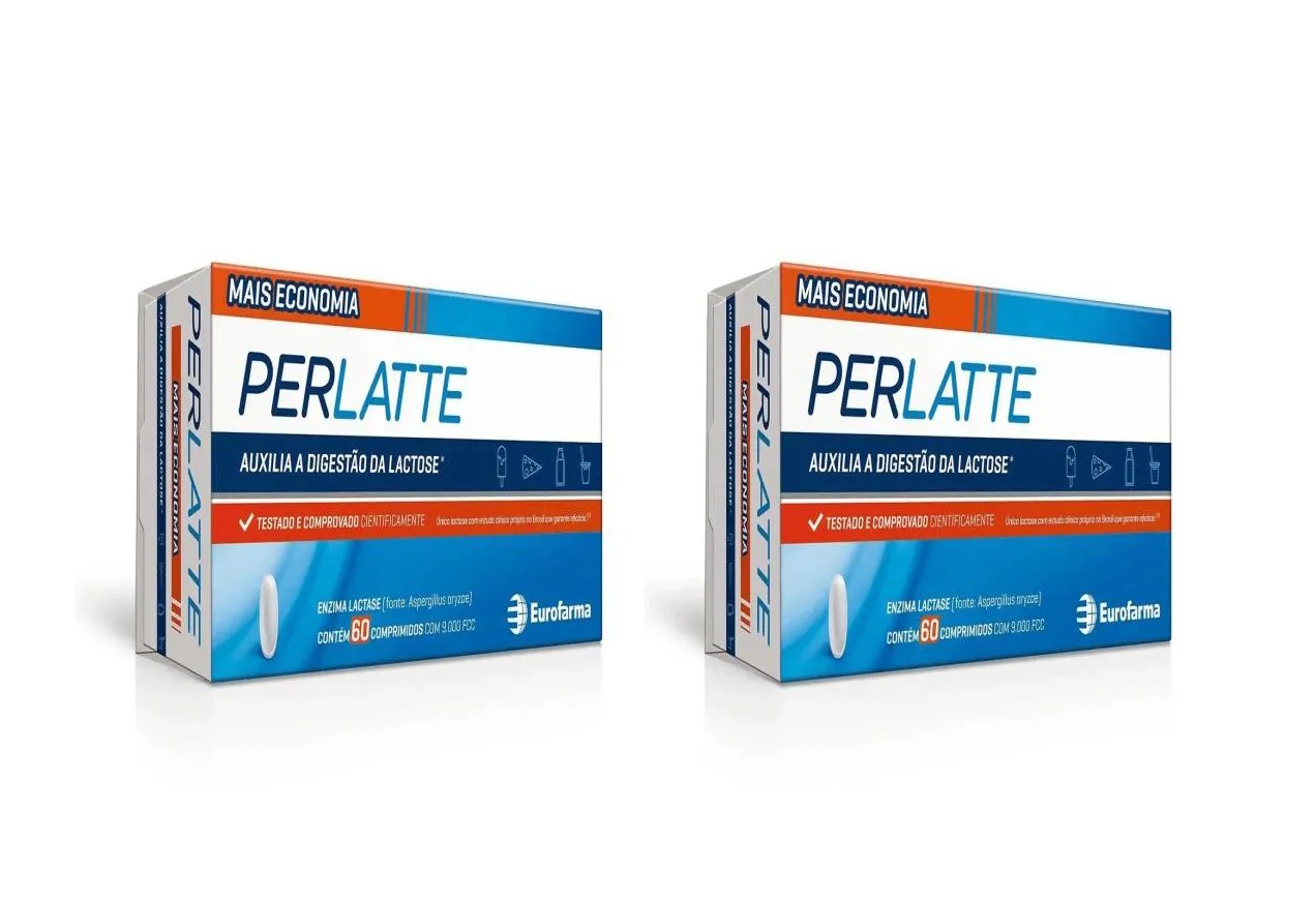 Kit 2 Suplemento Perlatte Lactase 9000fcc Lactose 60cps