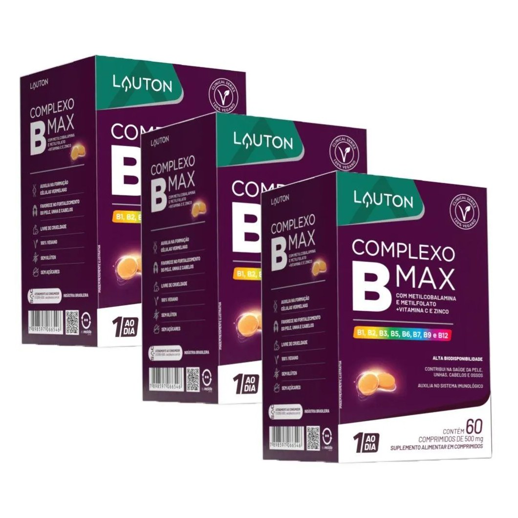 Kit 3x Complexo B Max 60 comprimidos - Lauton