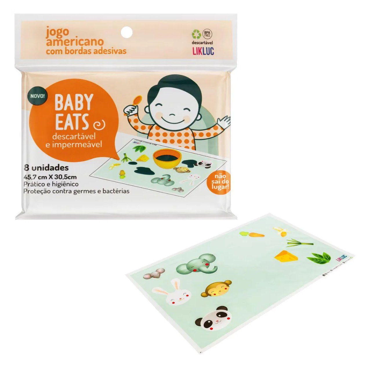 Jogo Americano Baby Eats - 8 Unidades- Descartavel - Likluc