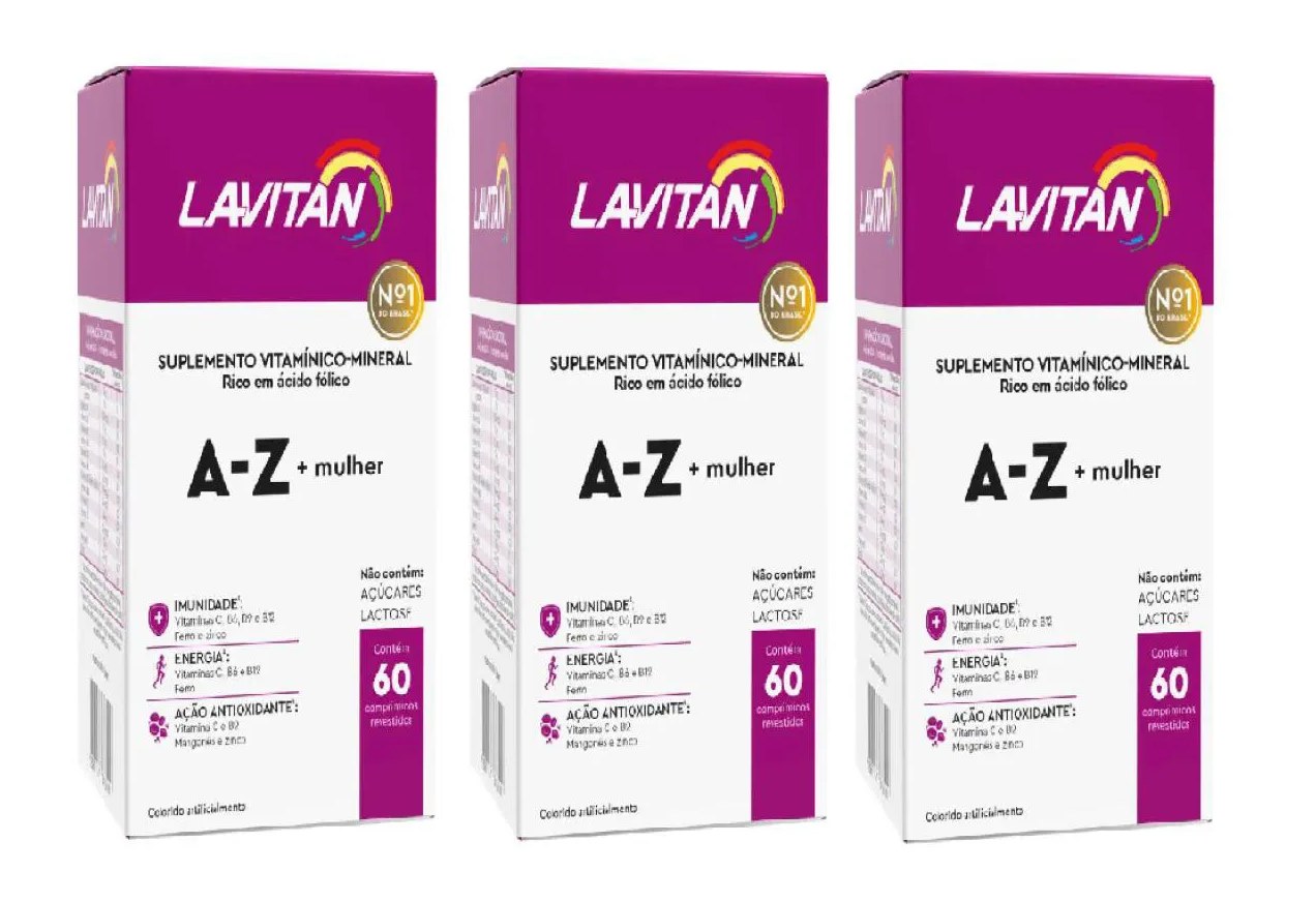 Kit com 3 Suplemento Lavitan a - Z Mulher 60 cápsulas - Cimed