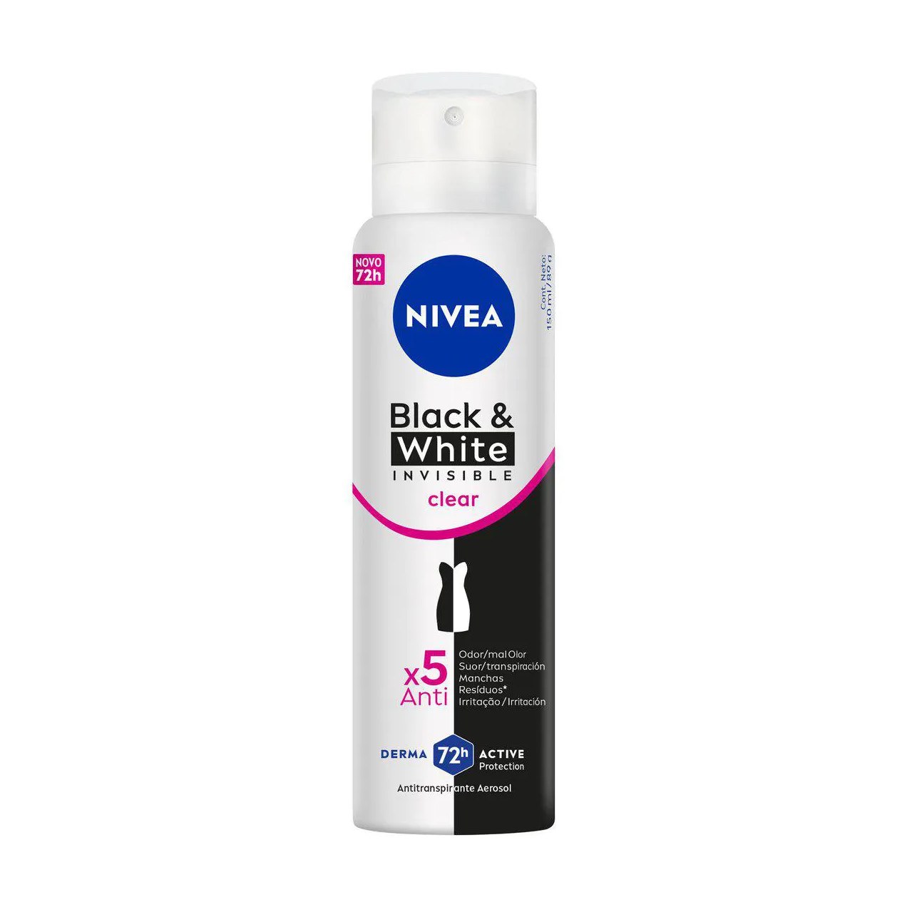 Desodorante Antitranspirante Aerosol Nivea Black & White Invisible Clear Feminino 72h 150ml