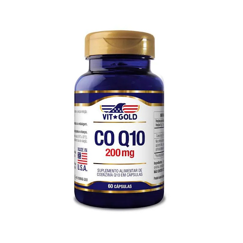 Coenzima Q10 CoQ10 200mg Vitgold 60 Cápsulas