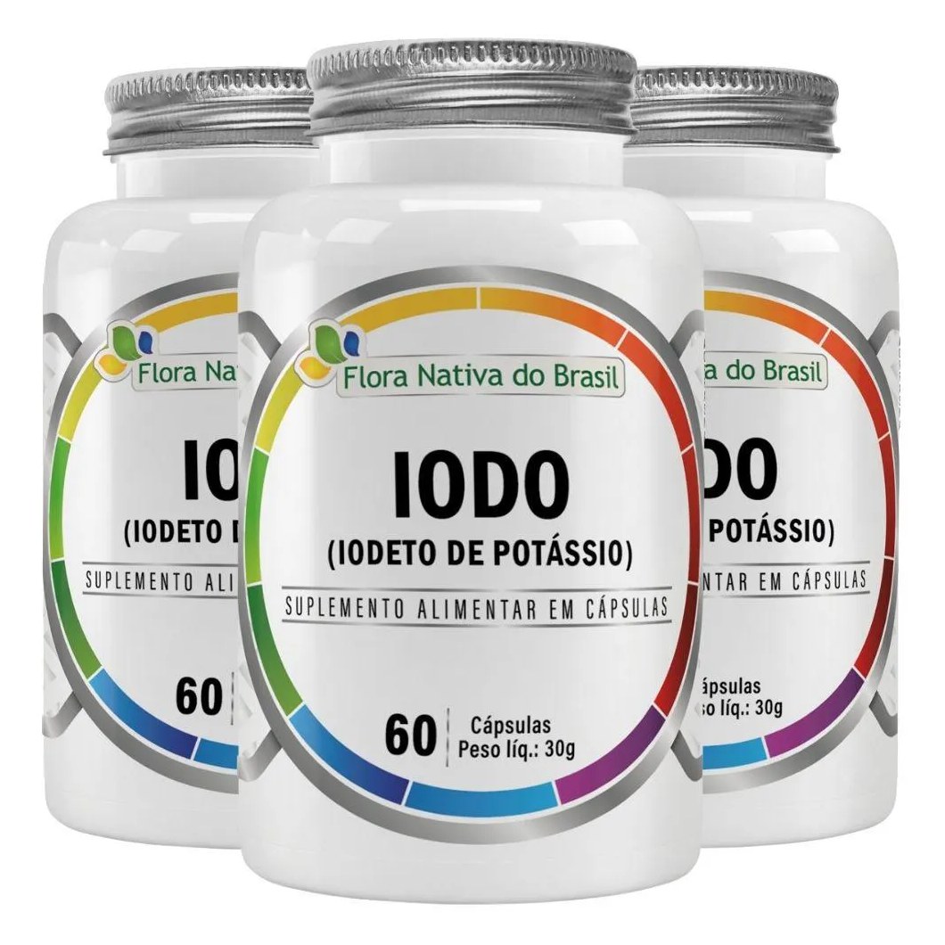 Kit 3x Iodo ( Iodeto de Potássio) 60 cápsulas - Flora Nativa
