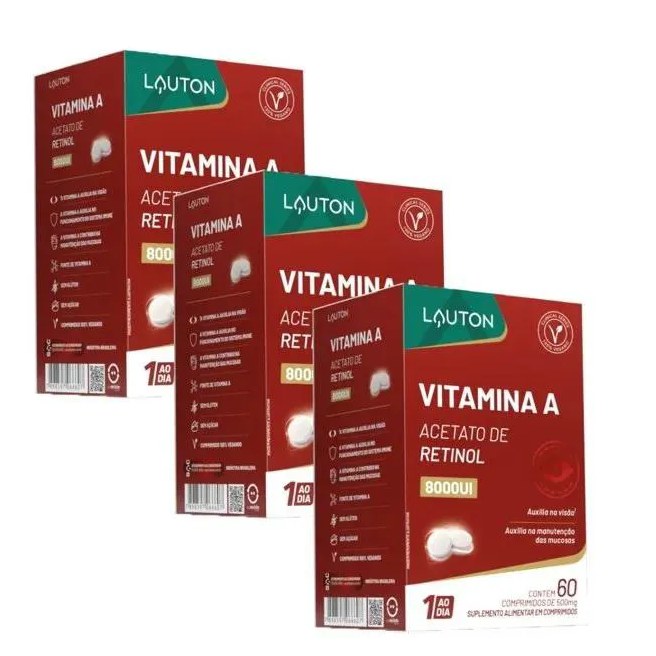 Kit 3x Vitamina a 8.000 Ui 60 comprimidos - Lauton