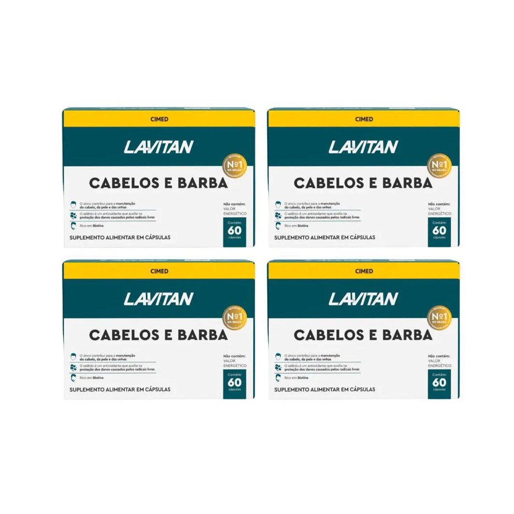 Kit 4 Lavitan Homem Cabelos e Barba - 60 cápsulas - Cimed