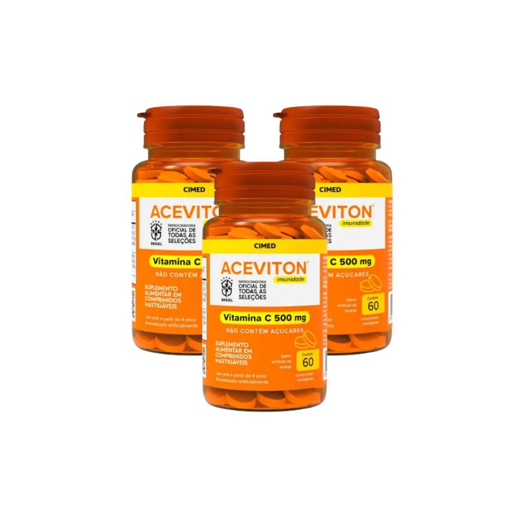 Kit 3 Aceviton Imunidade Vitamina C 500mg - 60 Cpr - Cimed