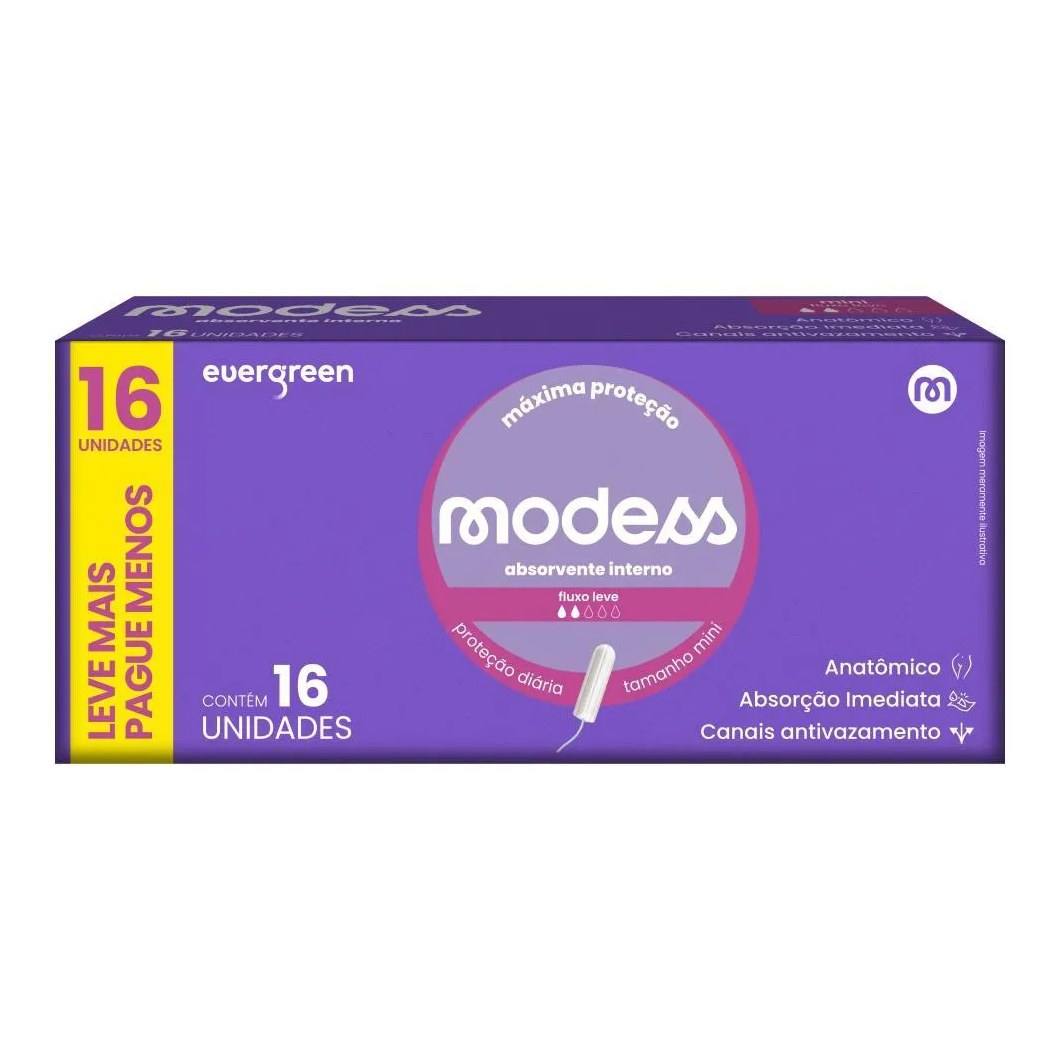 Absorvente Interno Modess Tamanho Mini 16un