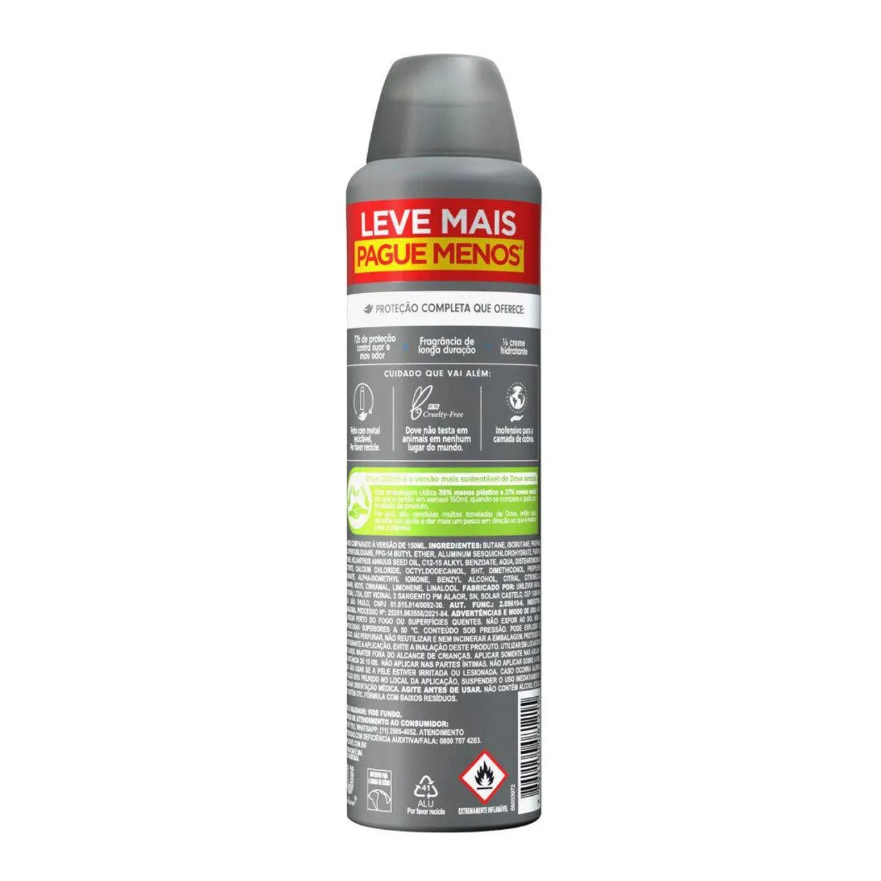 Desodorante Antitranspirante Aerosol Dove Men +Care Proteção Total 72h 250ml