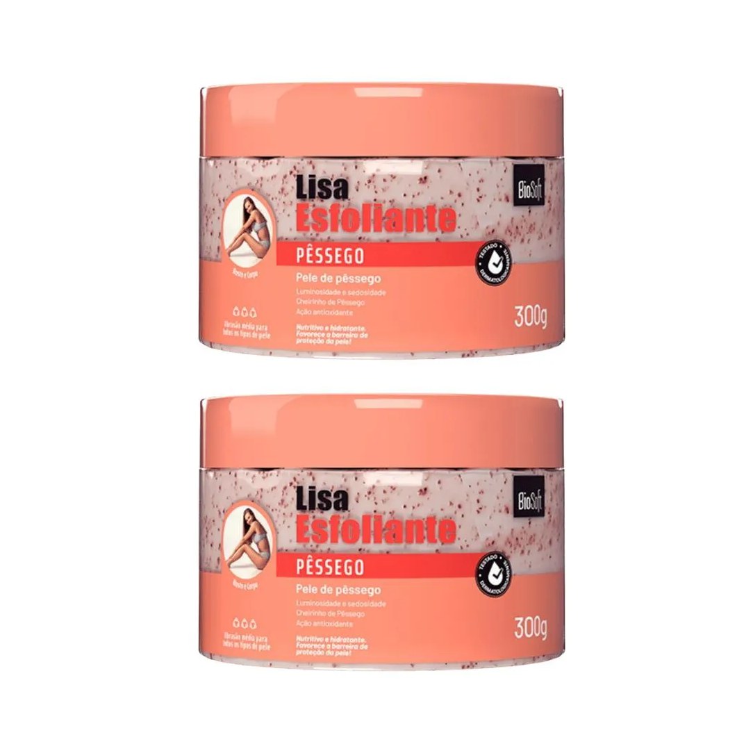 Creme Esfoliante Soft Hair 300g Biosoft Pessego - Kit C / 2un
