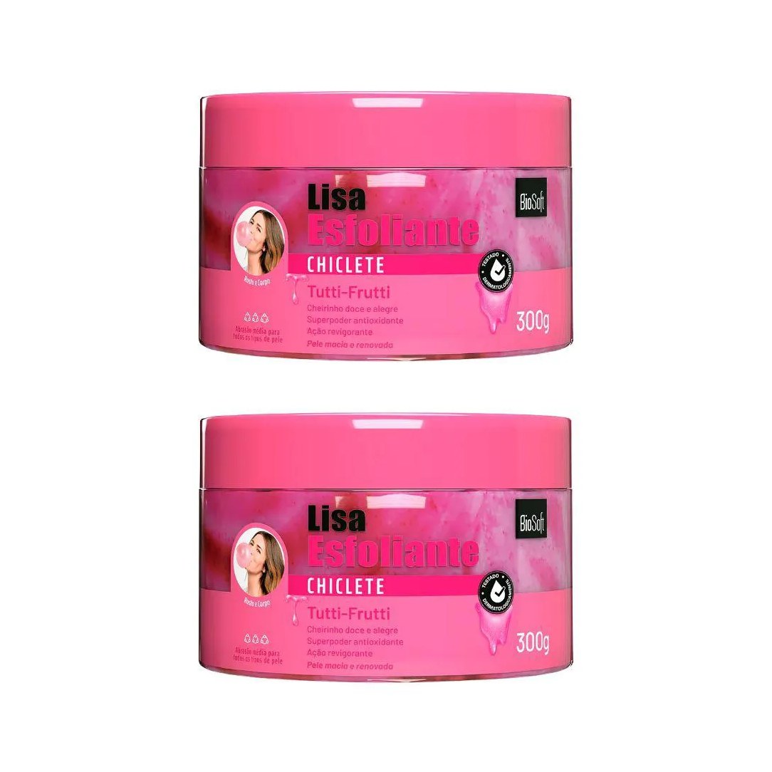 Creme Esfoliante Soft Hair 300g Biosoft Chiclete - Kit C / 2un