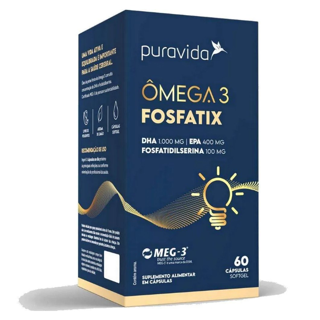 Ômega 3 Fosfatix Puravida 60 cápsulas