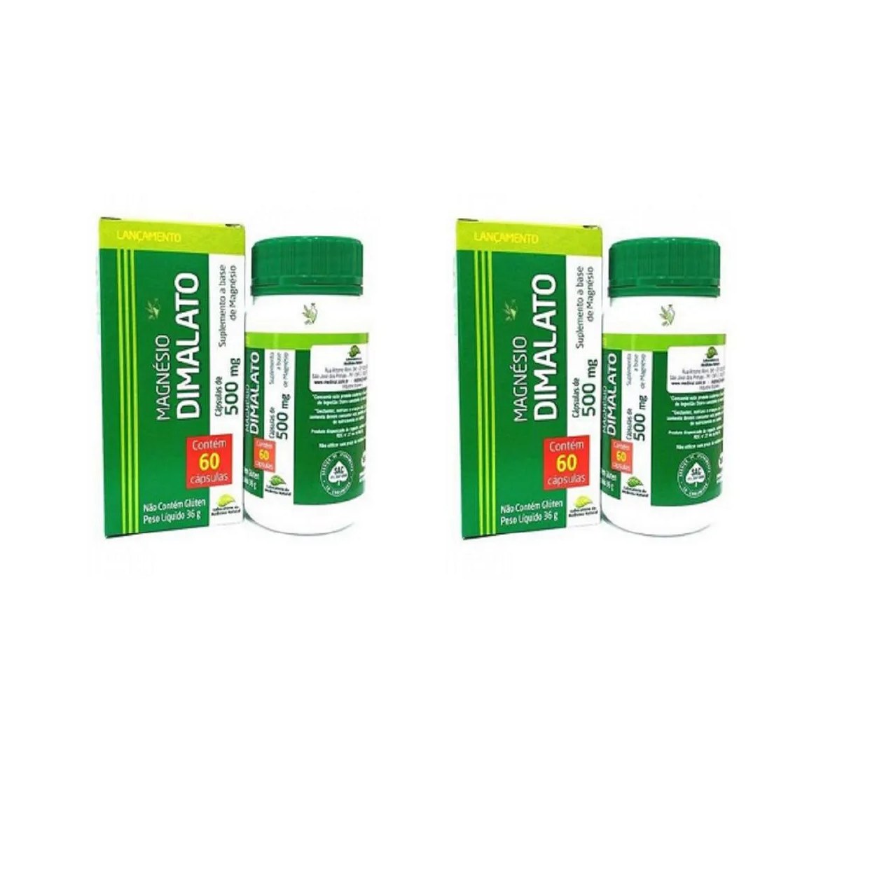 Kit 02 Suplemento Magnésio Dimalato 500mg 60 Cps - Medinal