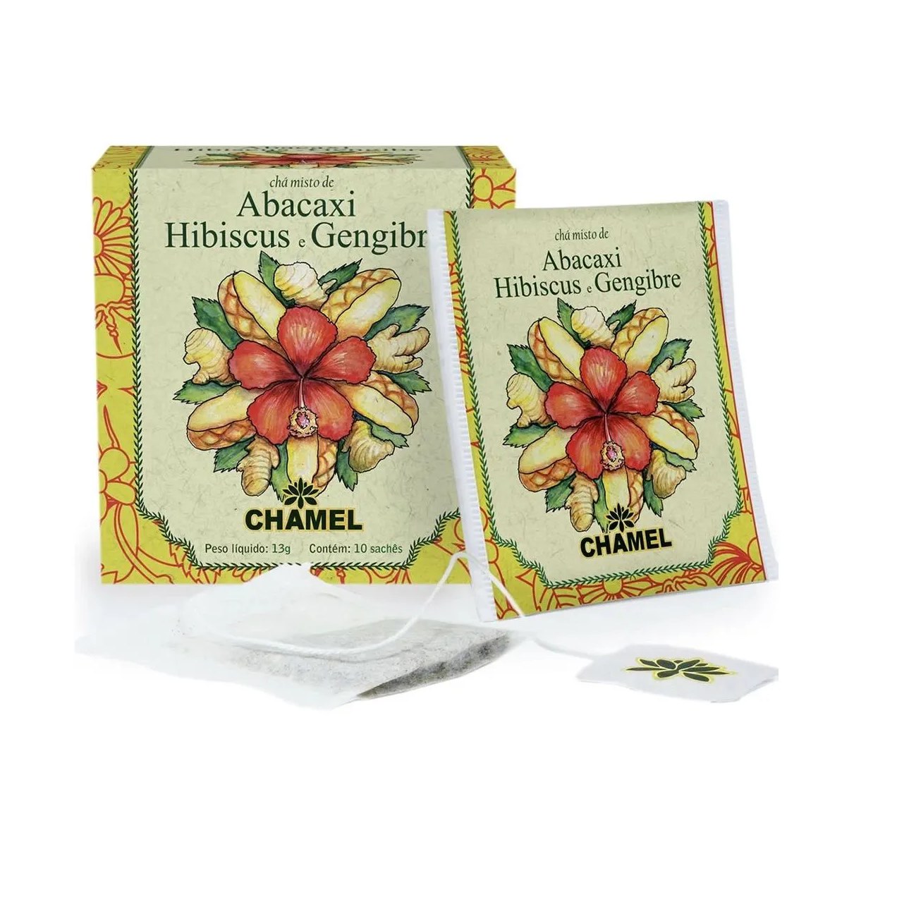 Chá Misto Abacaxi, Hibiscus e Gengibre 10 Sachês - Chamel