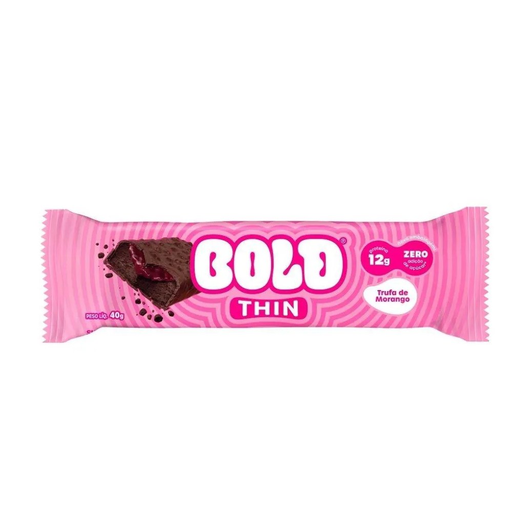 Bold Bar Thin (40g) - Sabor: Trufa de Morango.