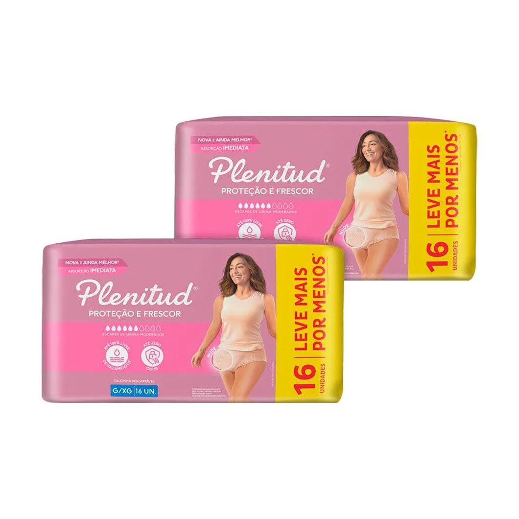 Fralda Descartável Geriátrica/adulto Plenitud Femme Tamanho G/xg - 2 Pacotes com 16 Fraldas - Total 32 Tiras