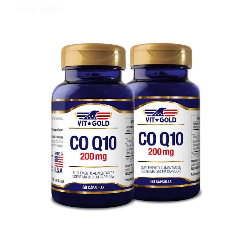 Coenzima Q10 CoQ10 200mg Vitgold Kit 2x 60 Cápsulas