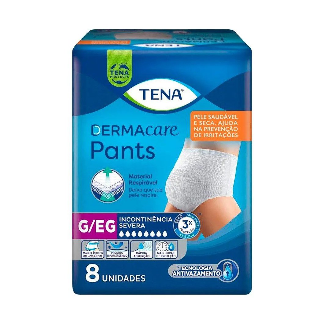 Roupa Íntima Tena Pants Ultra Dermacare Tamanho G/eg - 8 Pacotes com 8 Fraldas - Total 64 Tiras