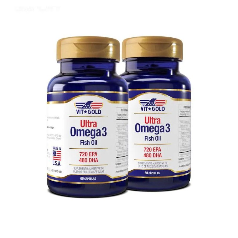 Ultra Ômega3 1250mg 720 EPA/480 DHA Vitgold Kit 2x 60 Cápsulas