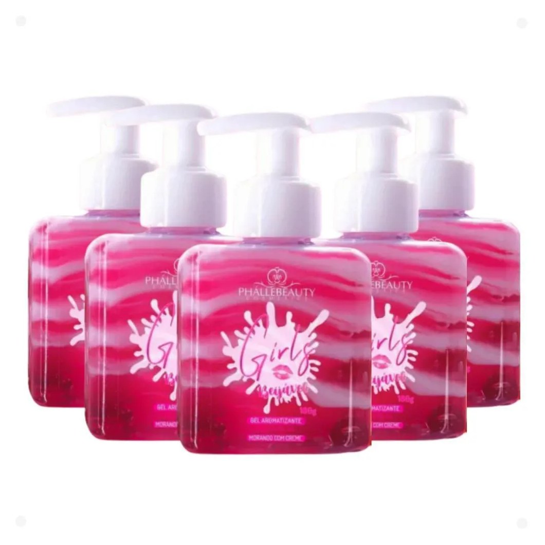 Kit Hidratante Phállebeauty Girls Gel Aromatizante Beijável para Virilha Morango com Creme com 5 180g