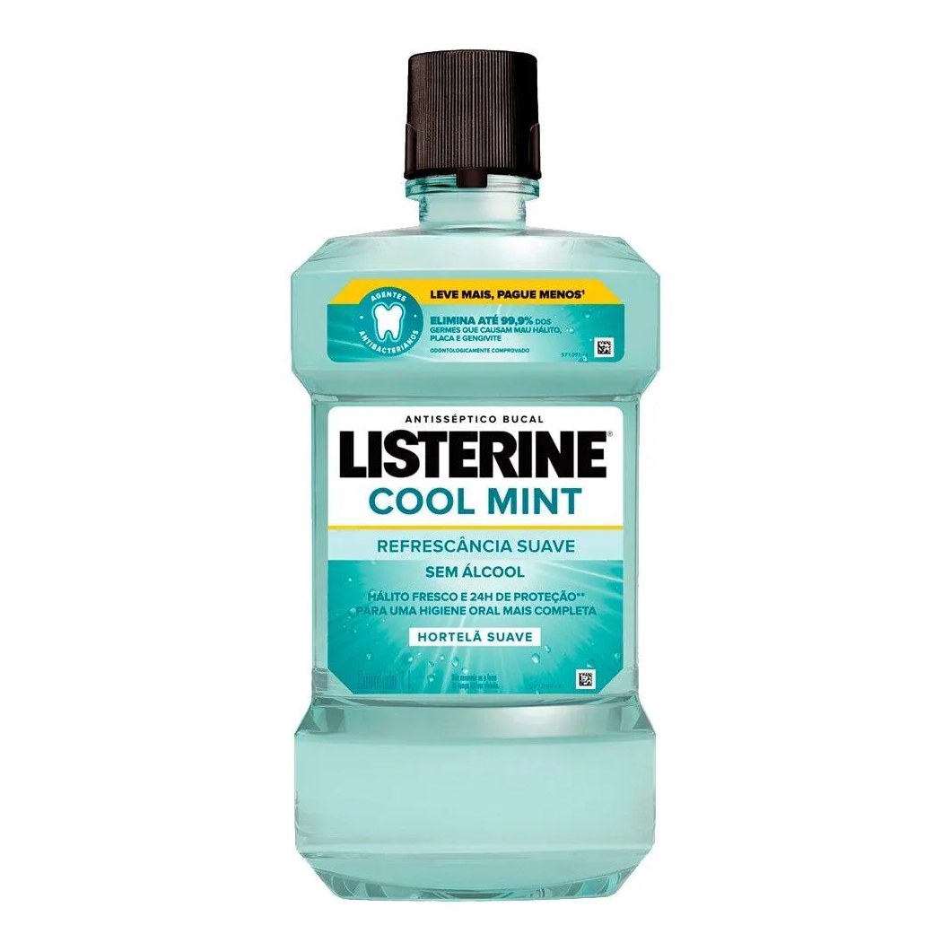 Enxaguante Bucal Listerine, Cool Mint Refrescância Intensa, sem Álcool 1 Litro