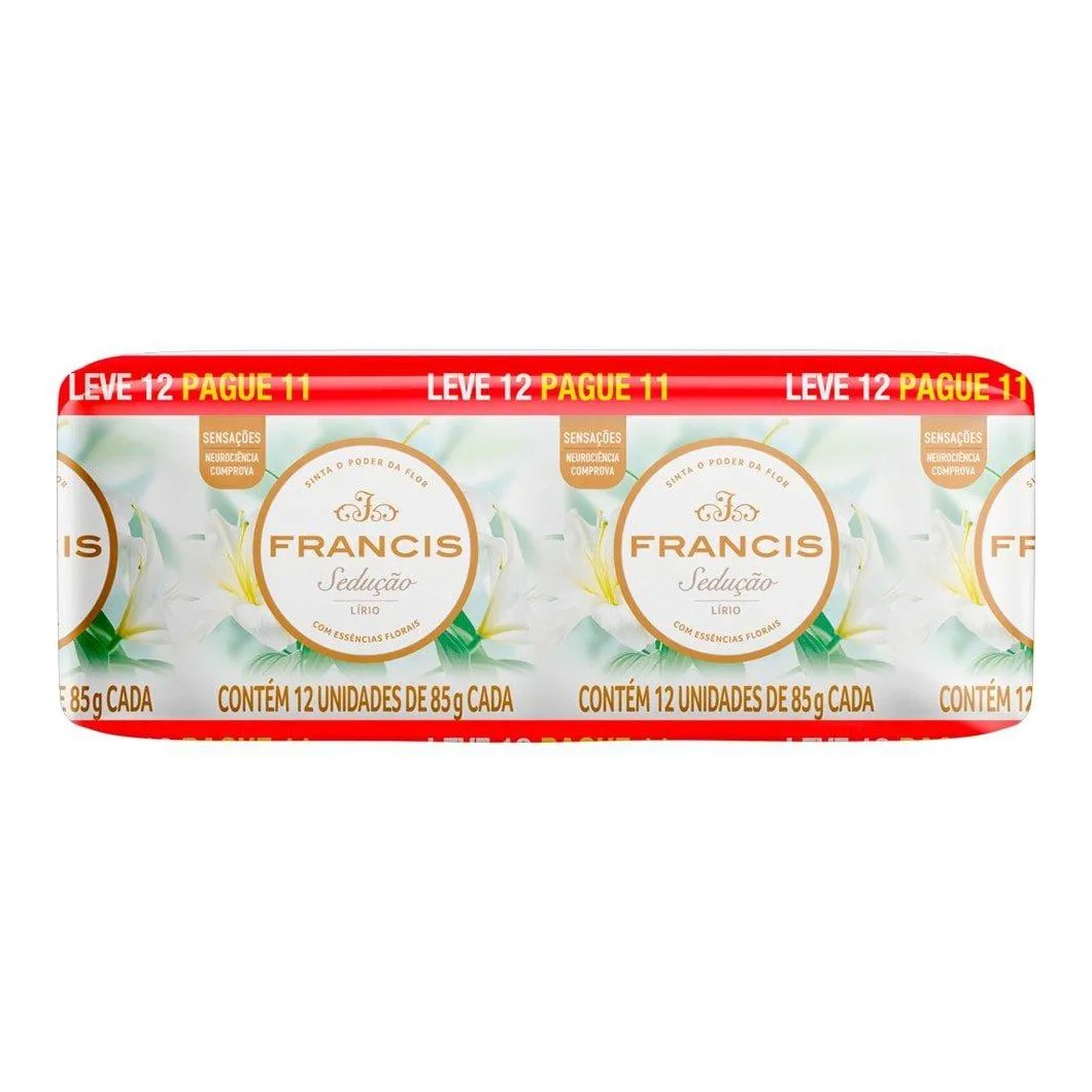 Sabonete Francis Suave Lírio 85g - Embalagem com 12 unidades