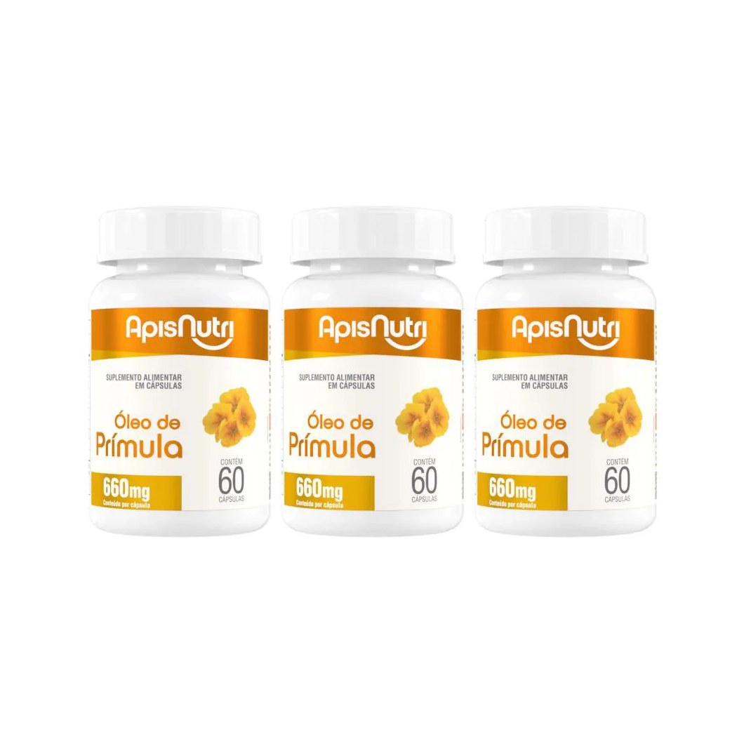 Kit 3 Óleo de Prímula 660mg - 60 cápsulas - Apisnutri