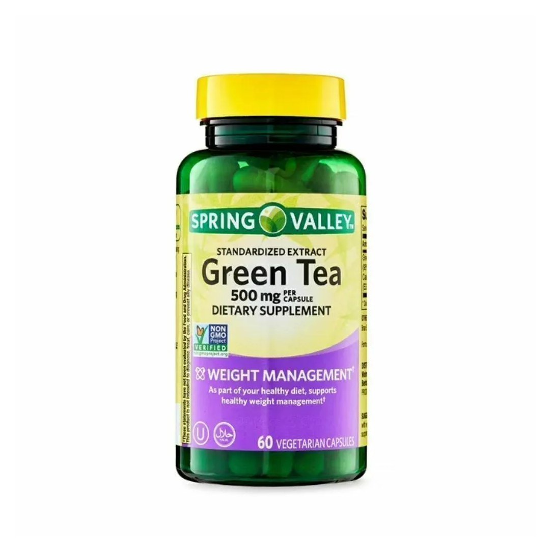 Suplemento Vitamínico Green Tea 500mg Spring Valley 60cáps