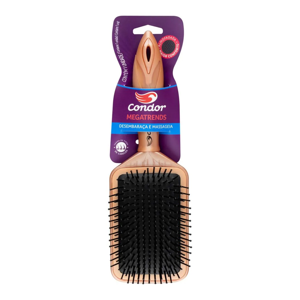 Escova para Cabelo Almofadada Retangular Condor Megatrends