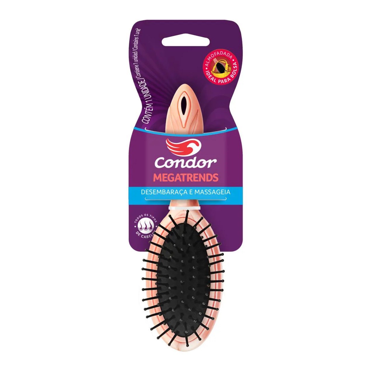 Escova para Cabelo Todos os Tipos Almofadada Condor Megatrends Ref. 9650
