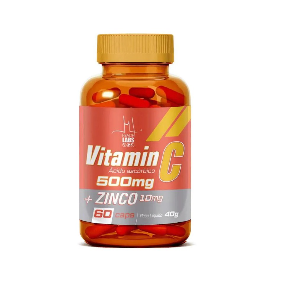 Vitamina C 500mg Zinco 60 cápsulas - Health Labs