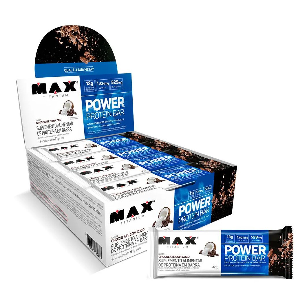 Power Protein Bar 12un de 41g - Chocolate com Coco