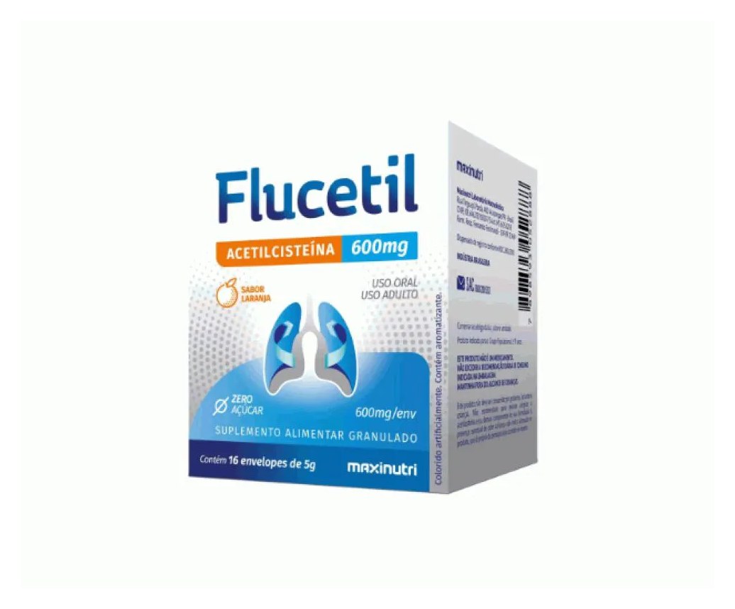 Flucetil Plus - Acetilcisteina + Vit. C - 500MG - 165XG - (Caixa 12 unidades) - Laranja
