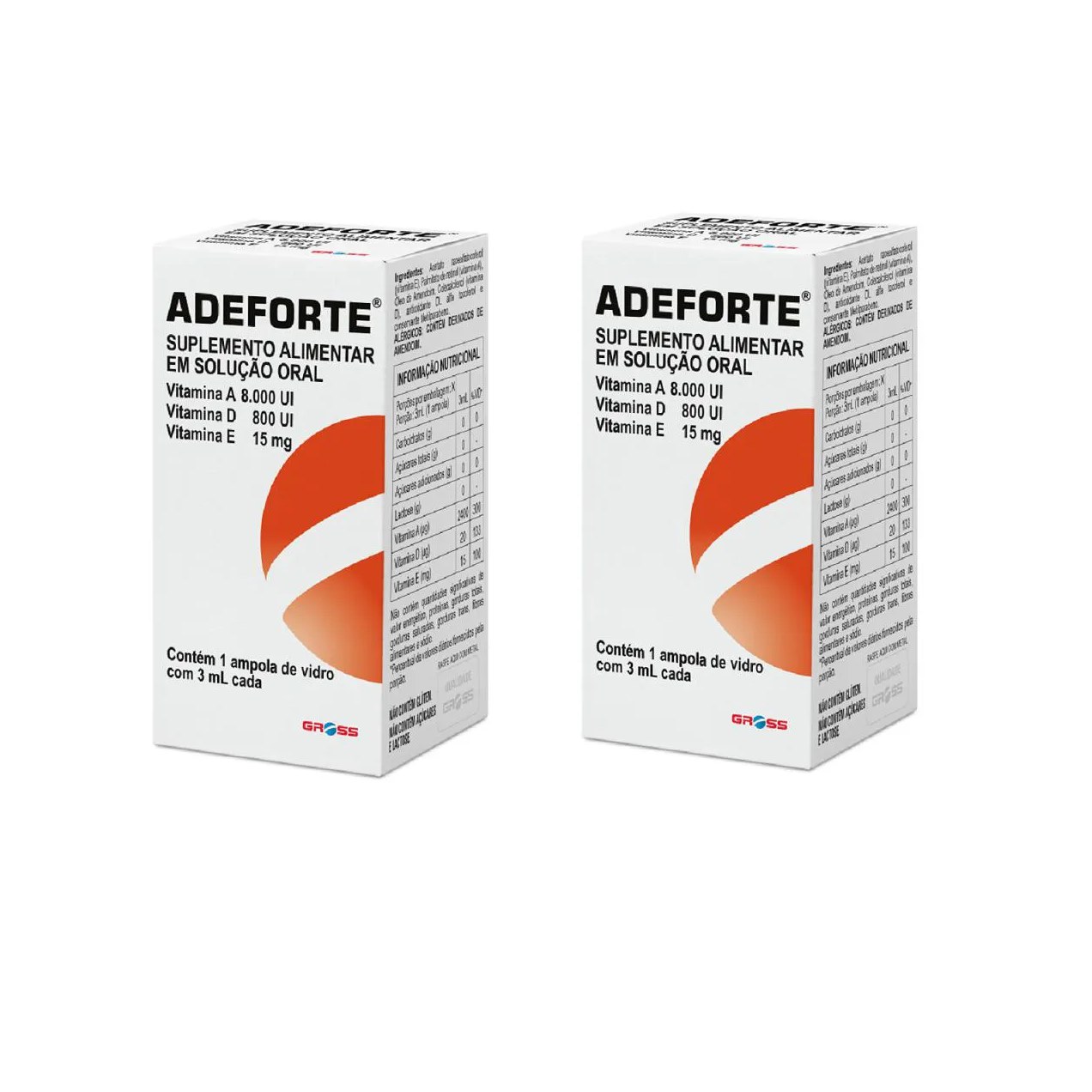 Kit 02 Suplemento Alimentar Adeforte 1 Ampola de 3ml - Gross