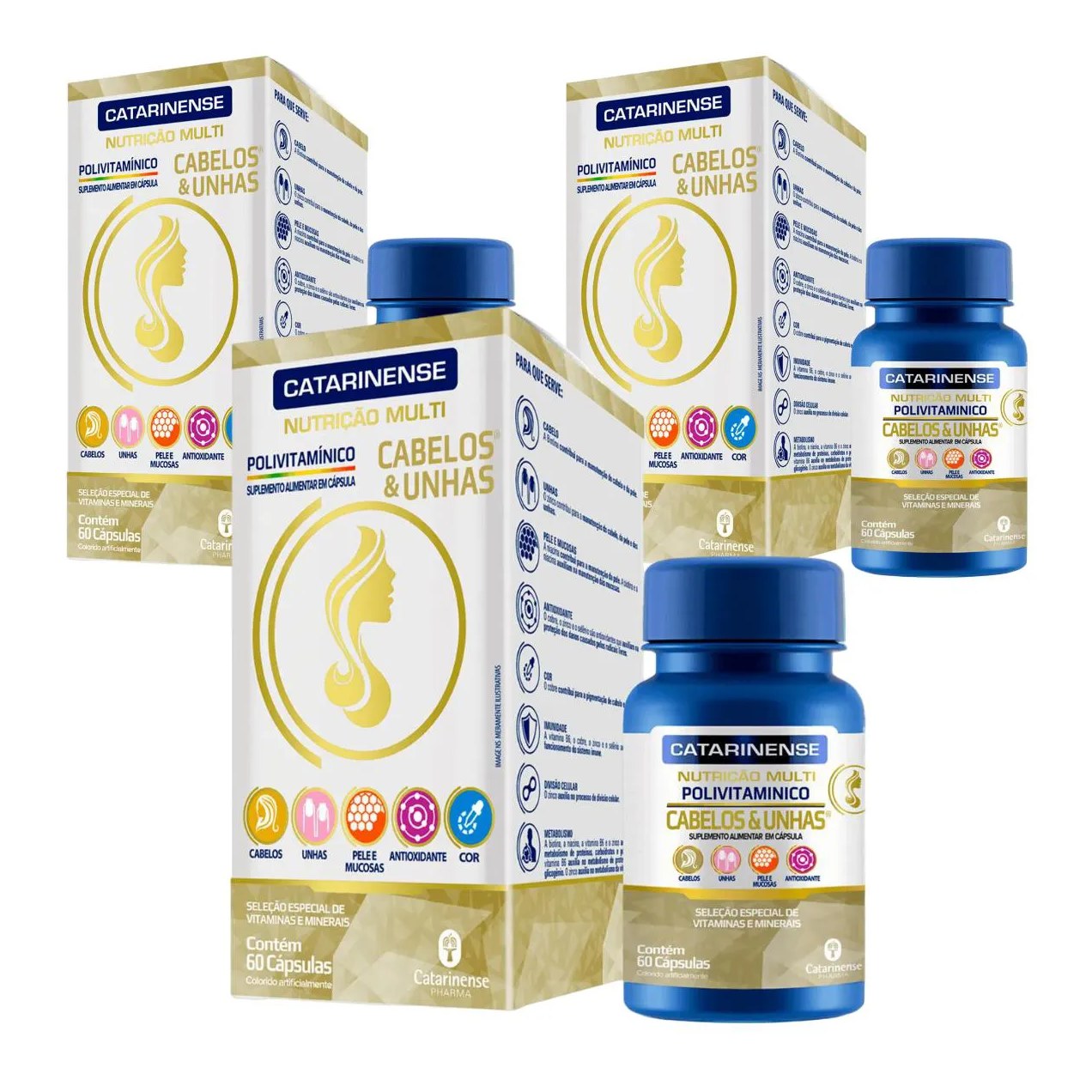 Kit 3 Vitamina Multi Cabelos e Unhas 60cps – Catarinense
