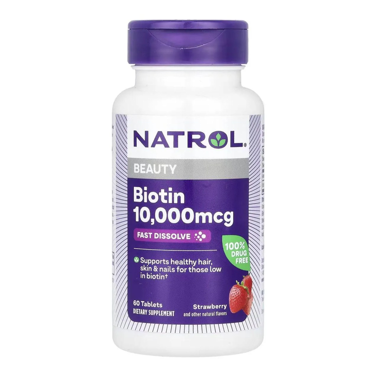 Biotina 10.000mcg 60 Tabletes Sabor Morango - Natrol