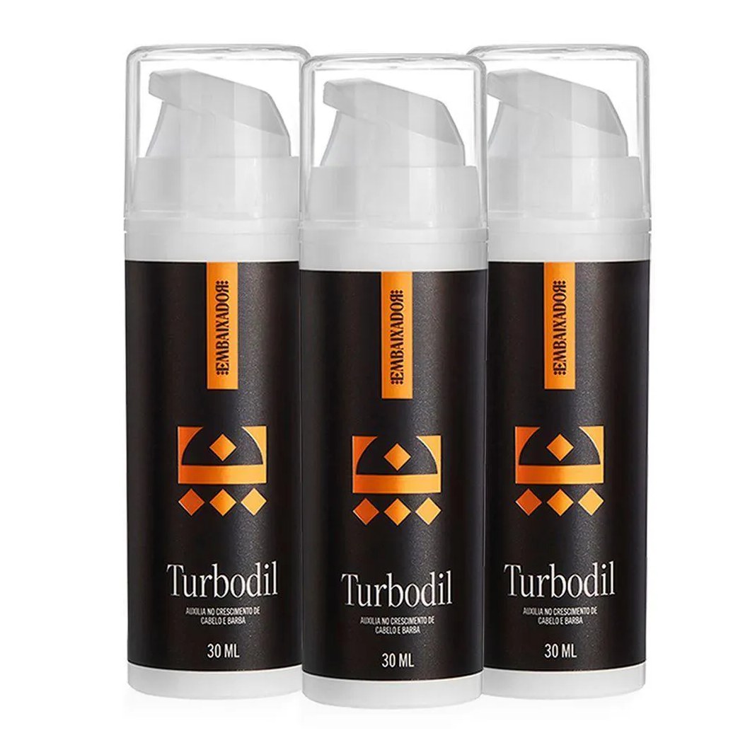 Kit 3 Blend Crescimento Barba e Cabelo Turbodil Embaixador 30ml