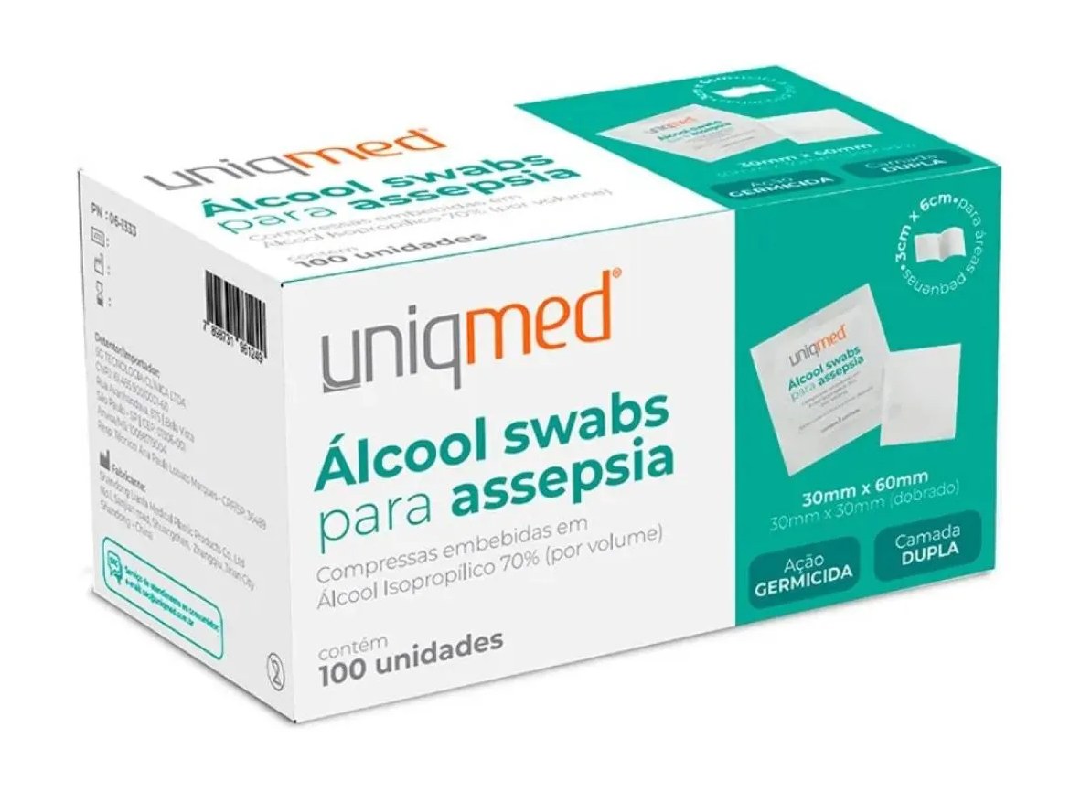 Alcool Swabs para Assepsia Uniqmed