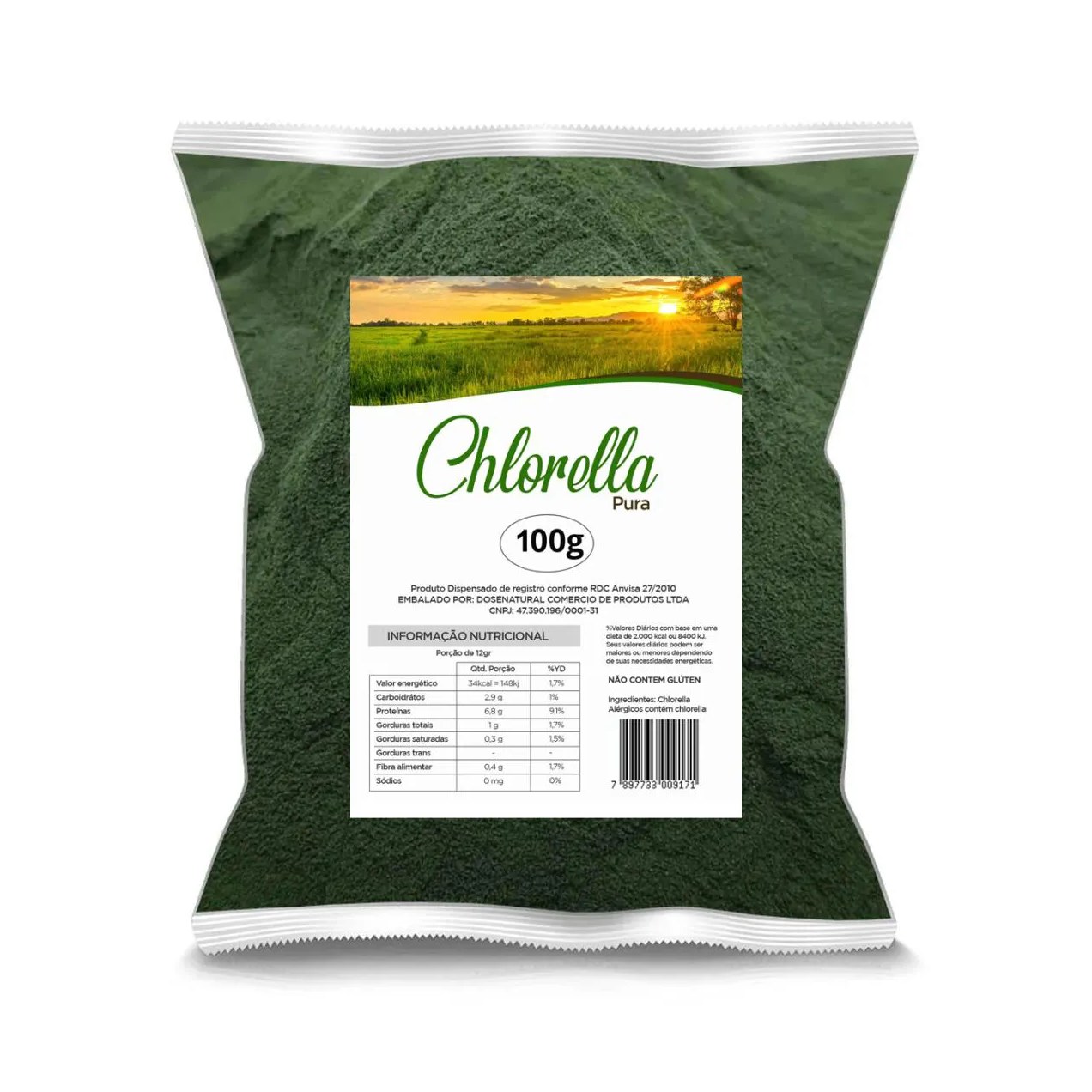 Chlorella Pura 100g Premium Vegano em Pó Imunidade Clorela