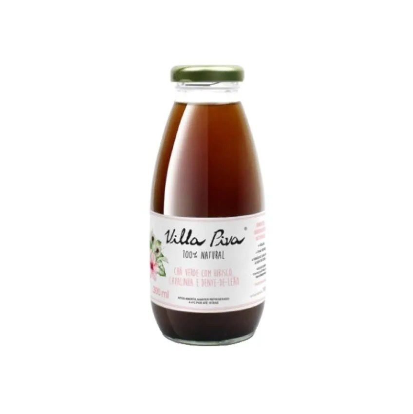 Chá Verde com Dente de Leão, Cavalinha e Hibisco Sem Açúcar Villa Piva 300ml