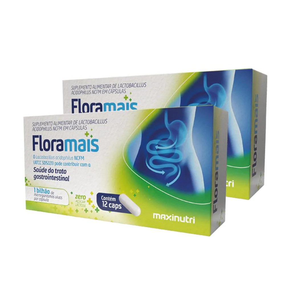 Kit 2 Floramais Probiotico Lactobacillus 12 Cápsulas Maxinutri