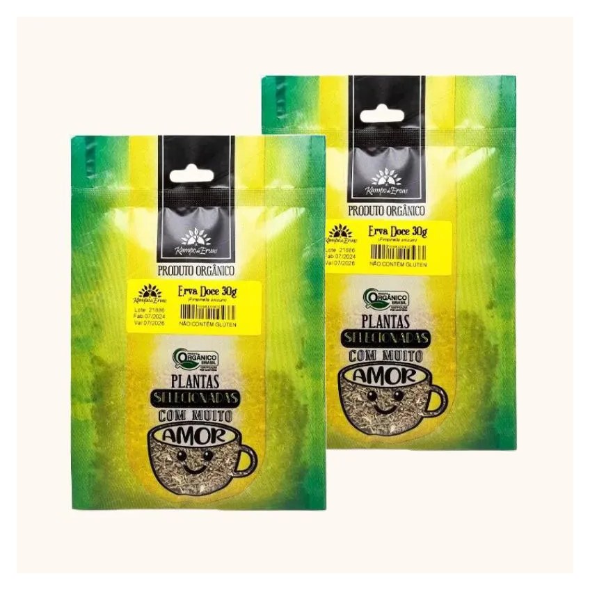 KIT 2X: CHá DE ERVA DOCE ORGâNICA KAMPO DE ERVAS 30G