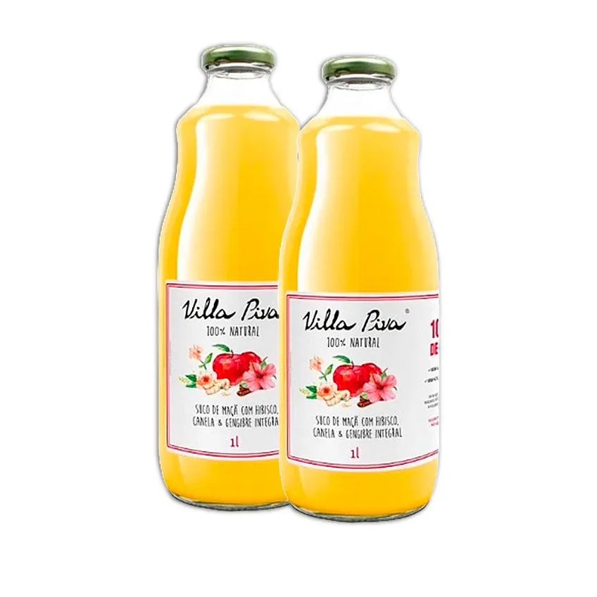 Kit 2x: Suco de Maçã com Hibisco, Canela e Gengibre Sem Açúcar Villa Piva 1l