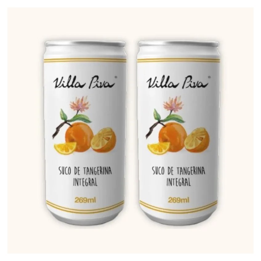 Kit 2x: Suco de Tangerina Integral Sem Açúcar Lata Villa Piva 269ml