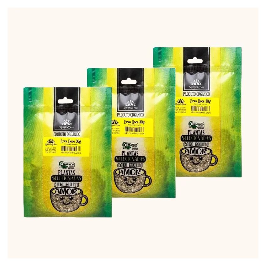 KIT 3X: CHá DE ERVA DOCE ORGâNICA KAMPO DE ERVAS 30G